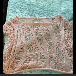 Free People Boho Sweater Fringe Top